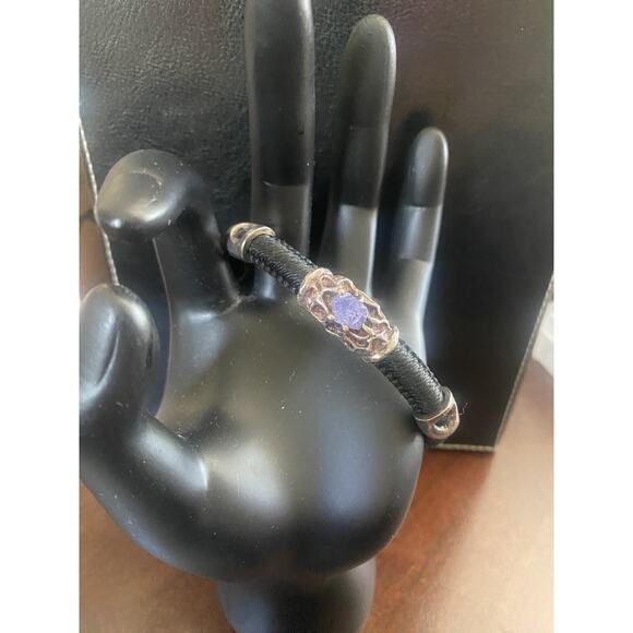 Black URU Bracelet Silver 925 With Rough Tanzanite Purple - Picture 9 of 9